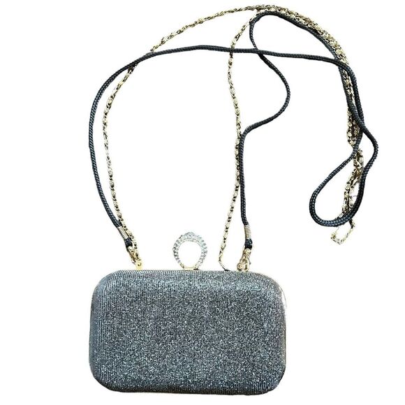 Diamond Clutch Fancy Purse Diamond & Gold design // removable straps - Picture 3 of 10